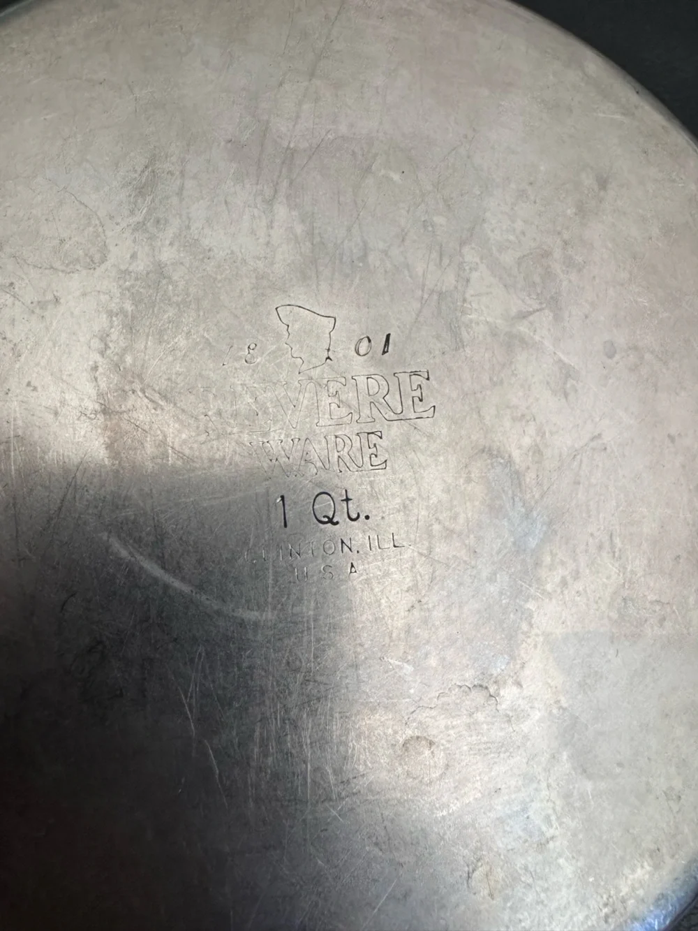 VTG Revere Ware 1 qt Stainless Steel Pot Lid 1801 92J Clinton IL USA
